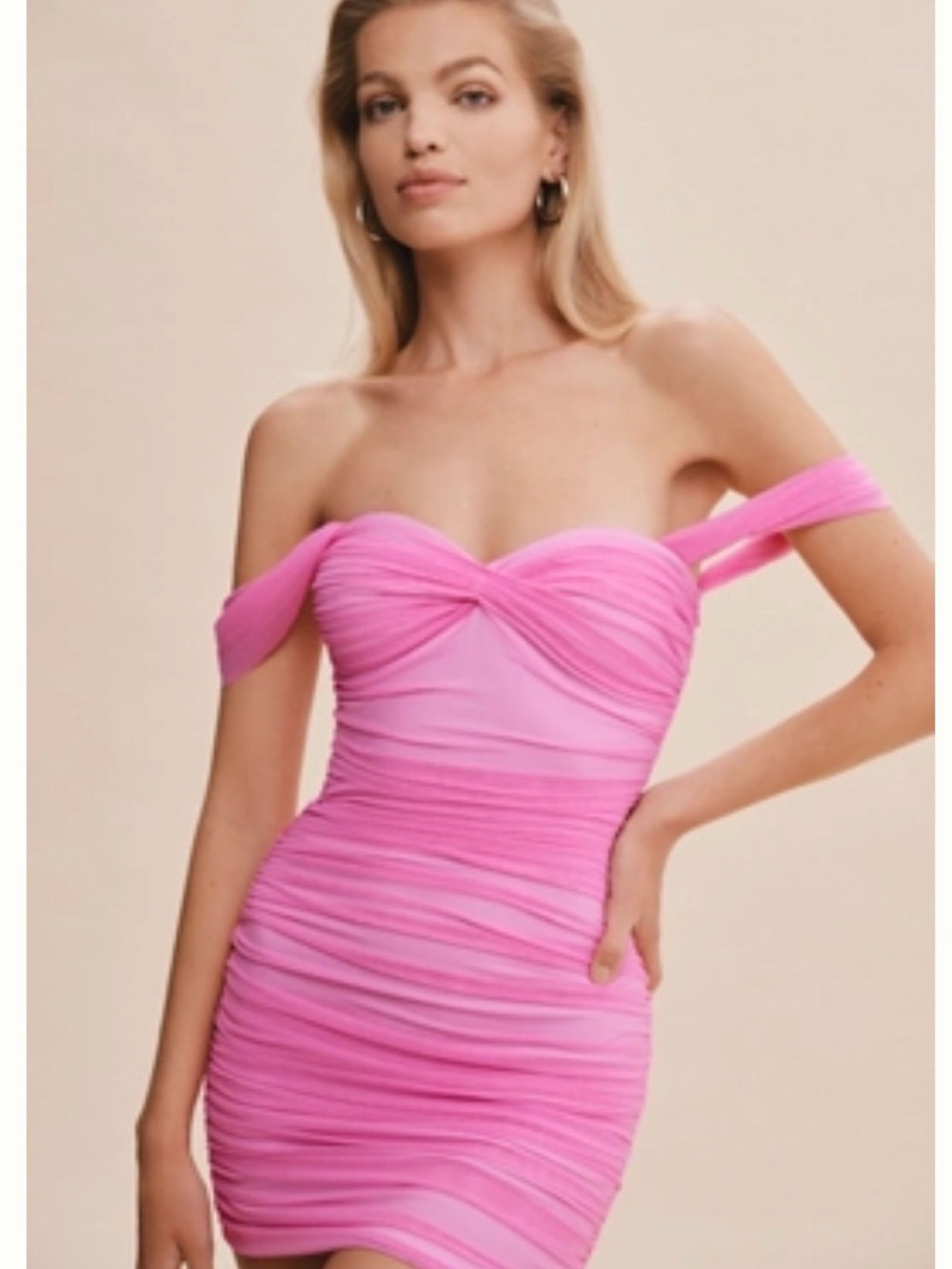 Anthropologie Norma Kamali Strapless Ruched Pink Mini Dress